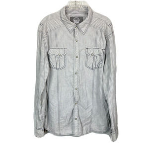 Buckle BKE Shirt Mens Sz XL Gray‎ Striped Pearl Snap Athletic Fit Western